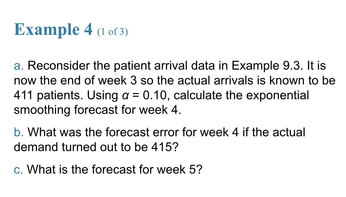 Example 9.4 — exponential smoothing problem