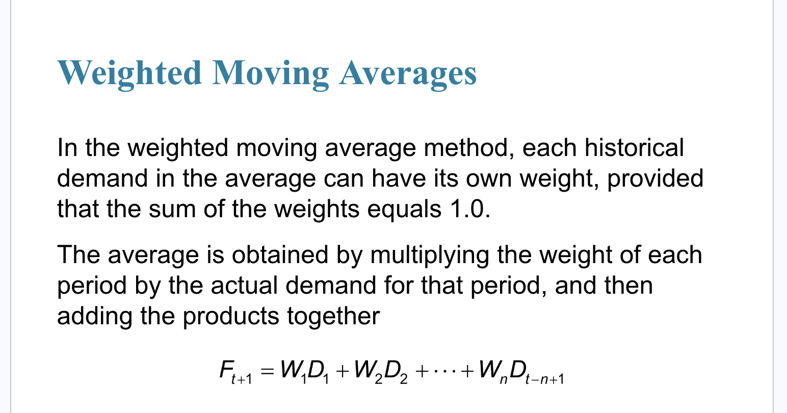 Weighted Moving Averages textbook slide
